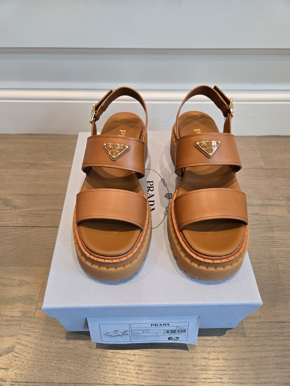 $1,270 Prada Leather Platform Sandals Brown EU 38.5 US 8.5 BNIB - Picture 7 of 12